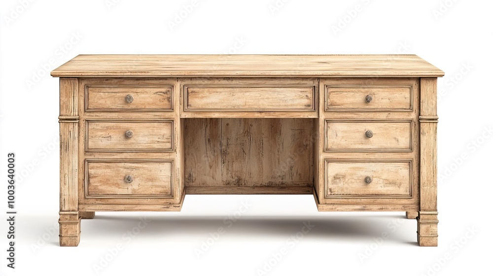 A writing desk on solid white background, single object A writing desk on solid white background, single object