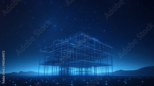 Construction. Polygonal wireframe building under construction photo