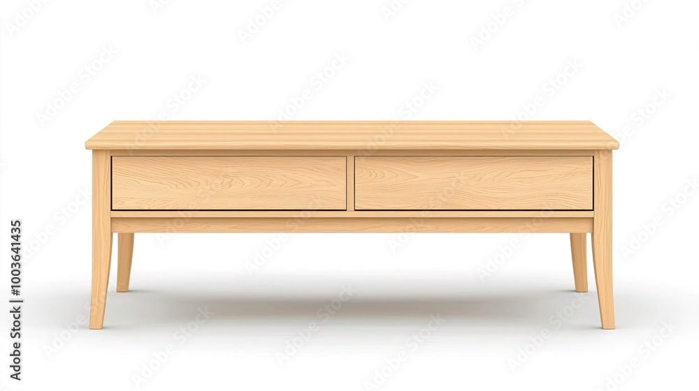 A coffee table with storage on solid white background, single object A coffee table with storage on solid white background, single object