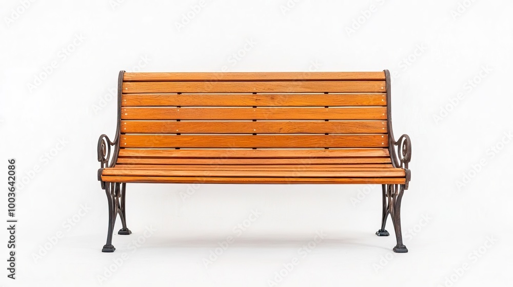 A garden bench on solid white background, single object A garden bench on solid white background, single object