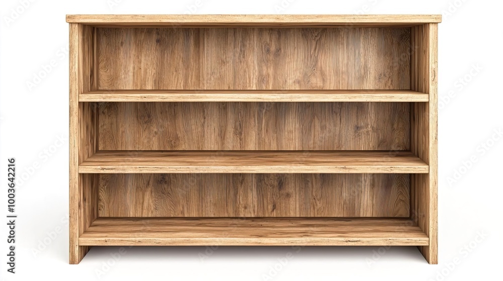 A wooden bookshelf on solid white background, single object A wooden bookshelf on solid white background, single object
