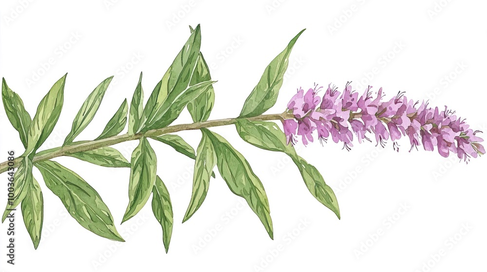 Fototapeta premium Watercolor clipart of a single veronica flower, isolate on white background