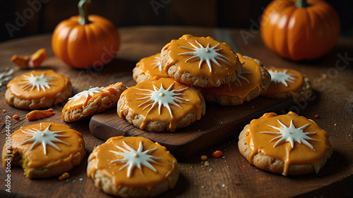 Festive Pumpkin Cookies with Frosting Design