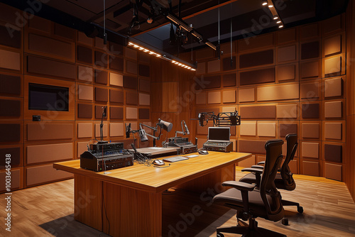 Modern Podcast Studio with Soundproof Walls for Professional Audio Recording