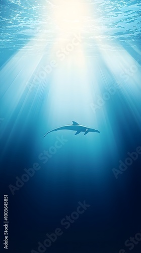 Silhouette Dolphin Sun Rays Underwater