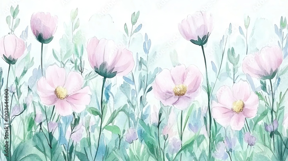 Obraz premium Watercolor clipart of a single cosmos flower, isolate on white background