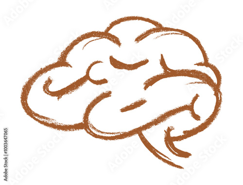 Brain Icon Crayon Chalk Drawing Vector