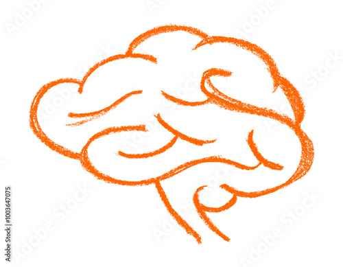 Brain Icon Crayon Chalk Drawing Vector