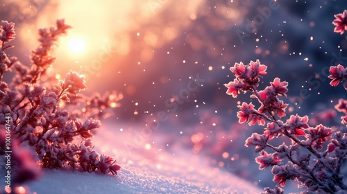 Beautiful winter christmas background with snow natural scene. Winter wallpaper for your design 