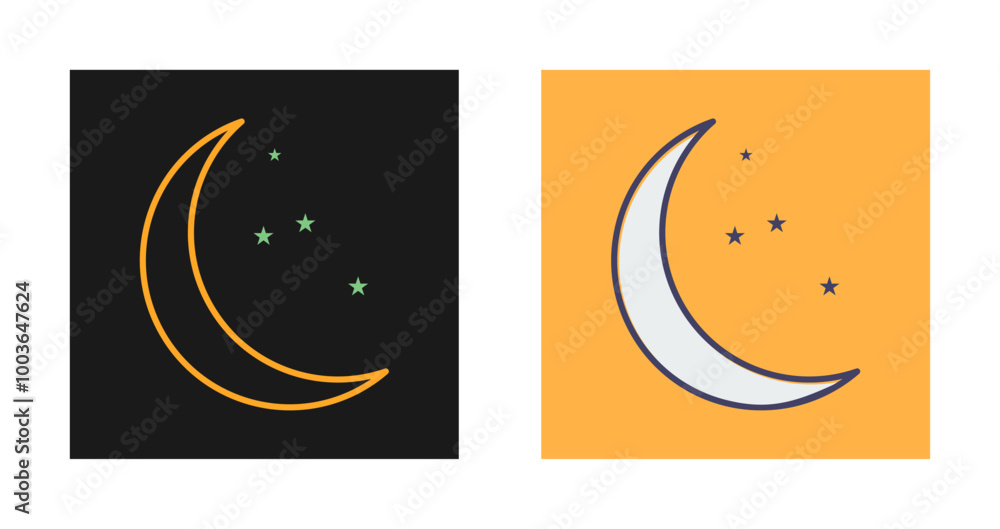 Moon and Stars Vector Icon Moon and Stars Vector Icon