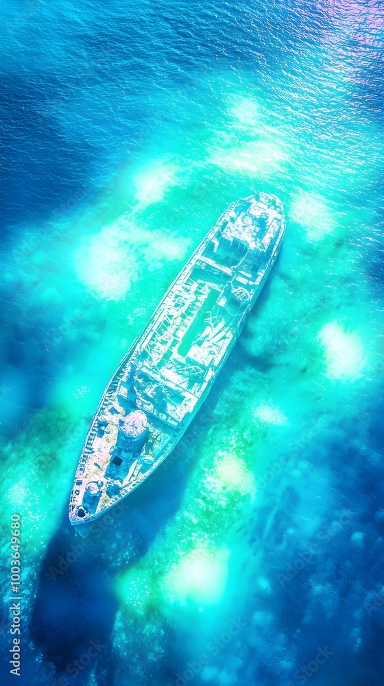 Obraz premium Sunken Ship Aerial View