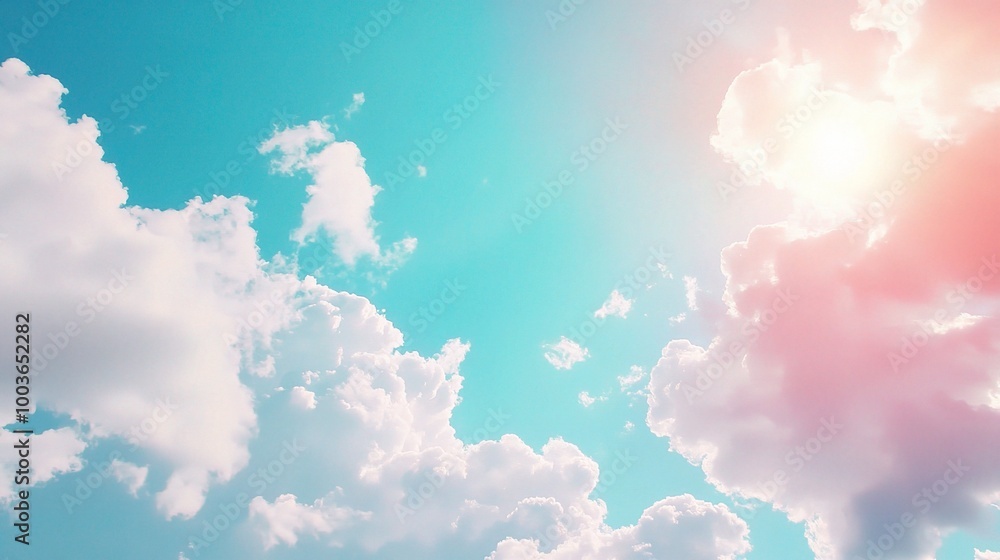 Fototapeta premium Vibrant Cloudy Sky with Sunlight Rays