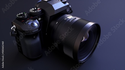 A digital camera with a zoom lens.