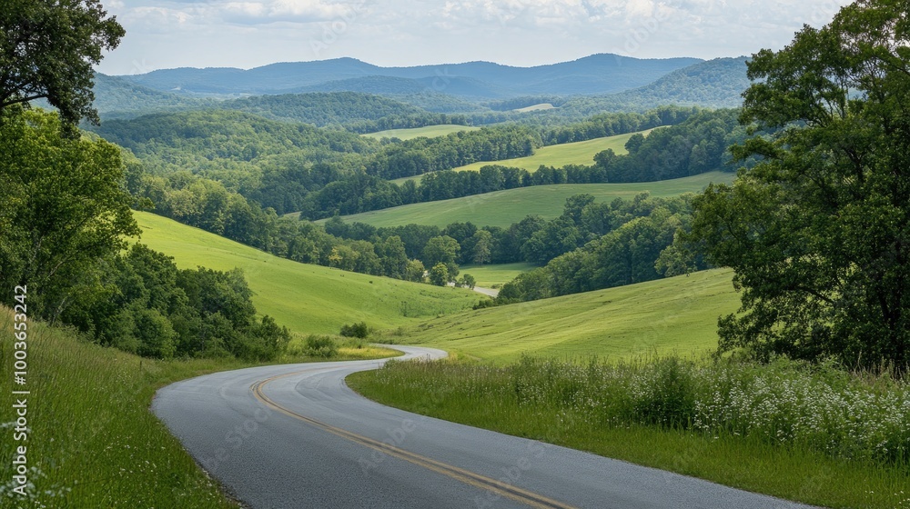 A scenic overlook along a highway, offering a panoramic view of rolling hills and valleys, perfect for travelers to stop and enjoy. A scenic overlook along a highway, offering a panoramic view of rolling hills and valleys, perfect for travelers to stop and enjoy.