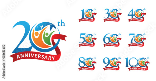 Set of anniversary design fisherman number