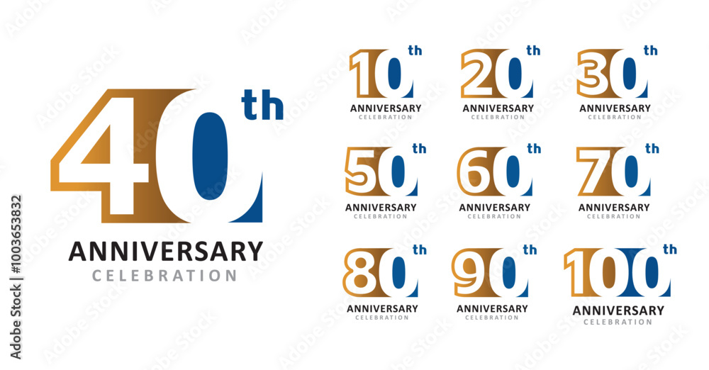 Set of anniversary design modern square number Set of anniversary design modern square number