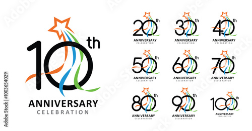 Set of anniversary design modern star number