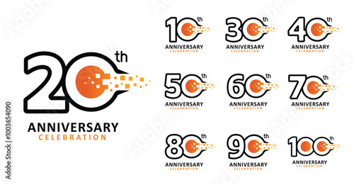 Set of anniversary design modern circle number