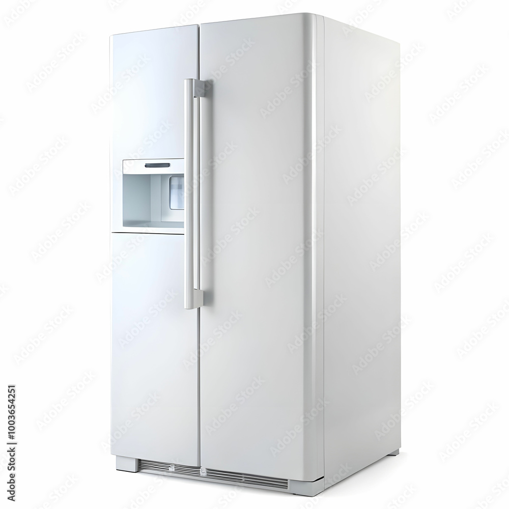 Modern side by side Stainless Steel Refrigerator. Fridge Freezer Isolated on a White Background. 3d rendering Modern side by side Stainless Steel Refrigerator. Fridge Freezer Isolated on a White Background. 3d rendering