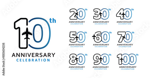 Set of anniversary design plane number