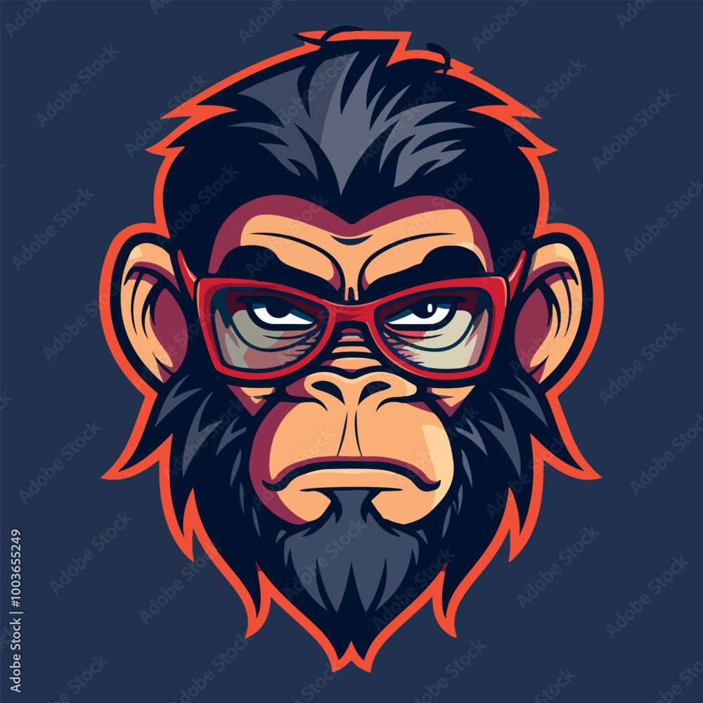 Gorilla with glasses vector illustration on isolated background Gorilla with glasses vector illustration on isolated background