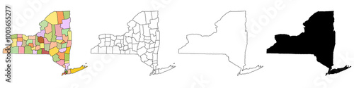 Photography New york administrative map, New York outline and counties state map set - illus
