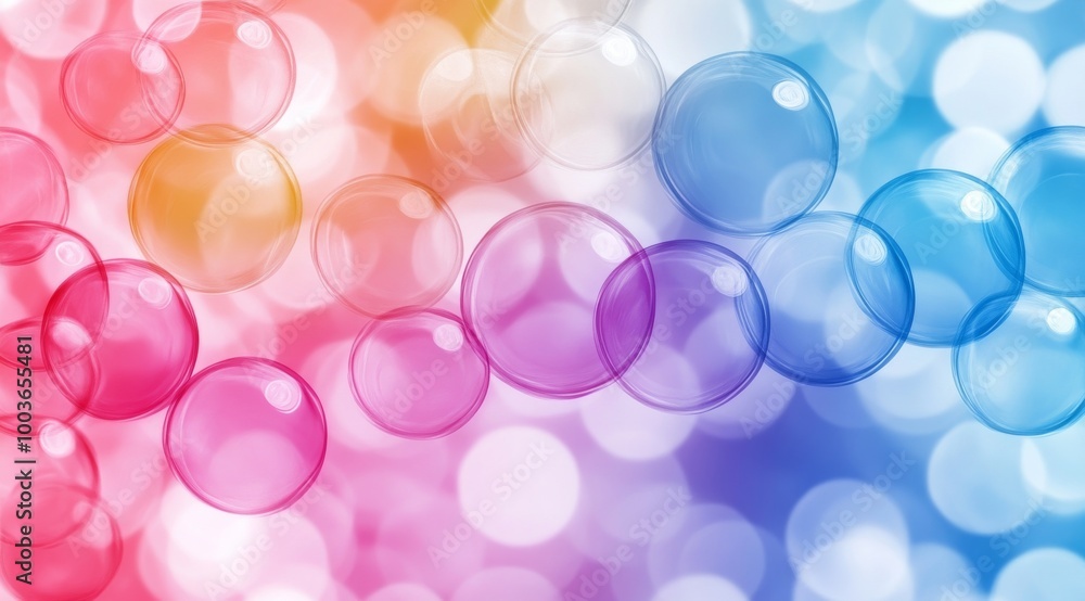 Abstract Background with Pink, Blue, and Yellow Bubbles in Light Watercolor Abstract Background with Pink, Blue, and Yellow Bubbles in Light Watercolor