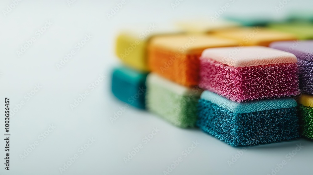 Colorful foam squares stacked together on a light background. Colorful foam squares stacked together on a light background.