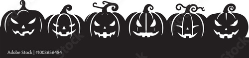 Halloween Horror Pumpkin Silhouette Vector Set illustration 