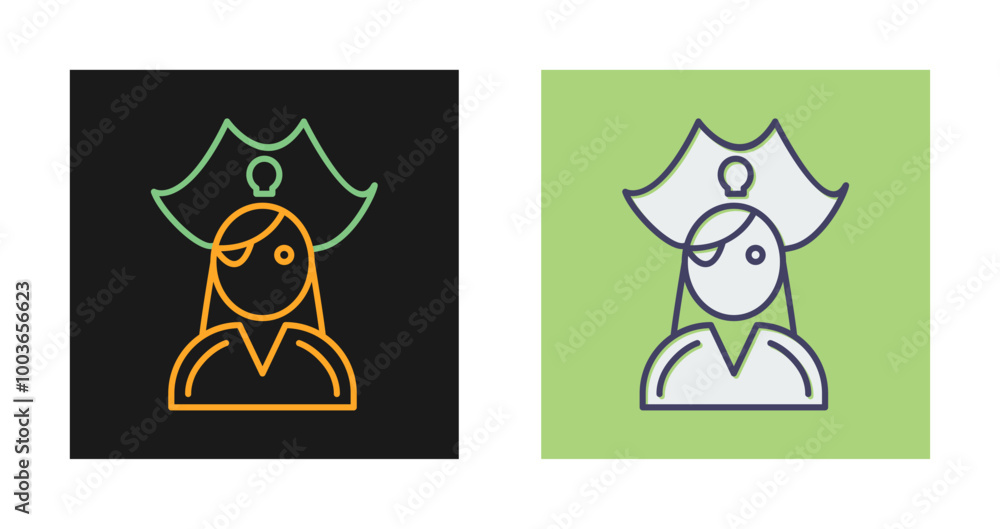 Fototapeta premium Female Pirate Vector Icon
