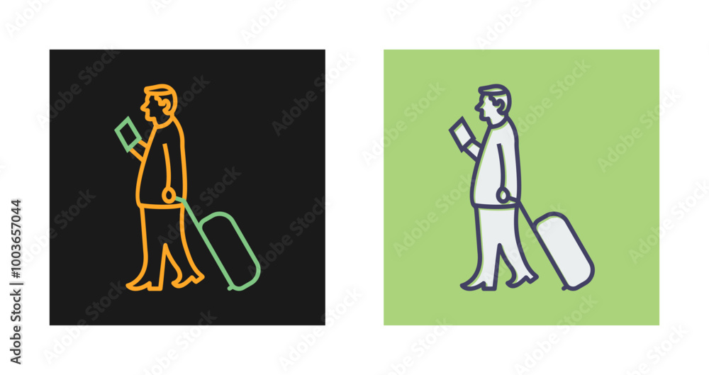 Walking with Luggage Vector Icon Walking with Luggage Vector Icon