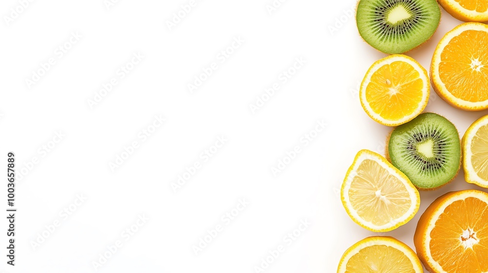 Various fruit corner frames against a background Various fruit corner frames against a background