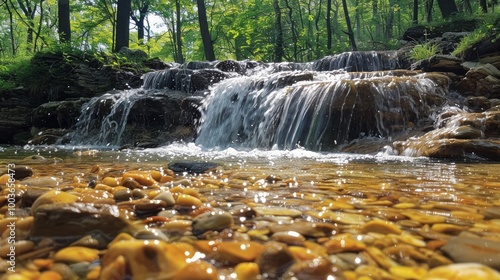 Streams and waterfalls flowing in the forest  photo