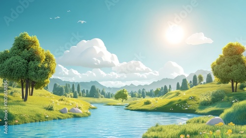 3d Cartoon Style Landscape