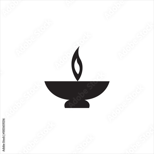 Diwali black icon. Element of World religiosity. isolated on white background. EPS 10/AI