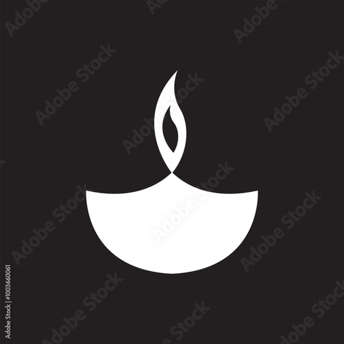 Diwali white icon. Element of World religiosity. isolated on black background. EPS 10/AI