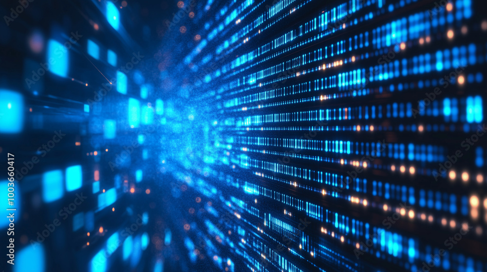 Blue digital binary data on computer screen background
Blue digital binary data on computer screen background