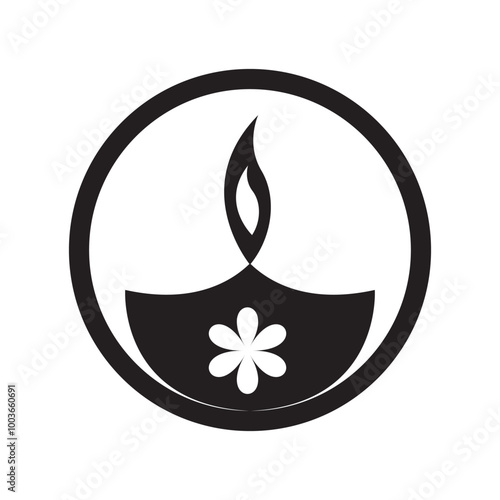 Diwali black icon. Element of World religiosity. isolated on white background. EPS 10/AI