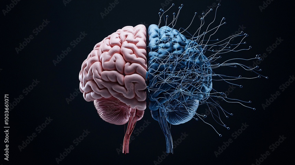 A human brain visualized alongside an AI-powered neural network, symbolizing the partnership between human and artificial intelligence A human brain visualized alongside an AI-powered neural network, symbolizing the partnership between human and artificial intelligence