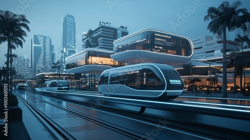 Wallpaper Mural An AI-powered smart city with autonomous vehicles, digital infrastructure, and glowing pathways, symbolizing the future of urban living Torontodigital.ca