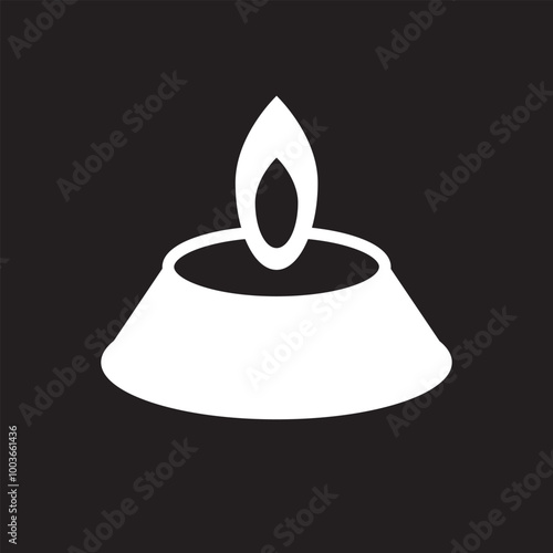 Diwali white icon. Element of World religiosity. isolated on black background. EPS 10/AI