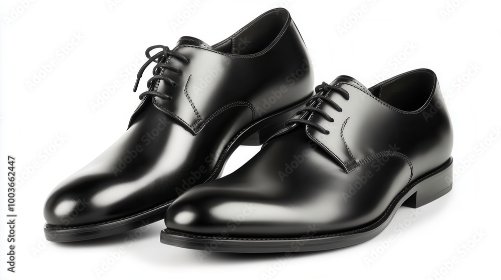 Stylish black leather dress shoes on a white isolate background Stylish black leather dress shoes on a white isolate background