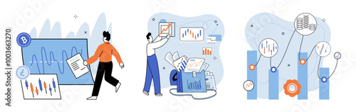 Technical analysis. Vector illustration. Explaining complex financial concepts requires solid understanding technical analysis Finance professionals utilize technical analysis to make informed