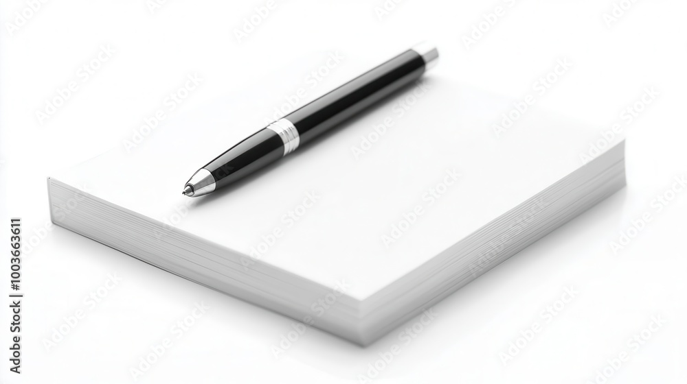 Blank notepad and pen on a white isolated background Blank notepad and pen on a white isolated background