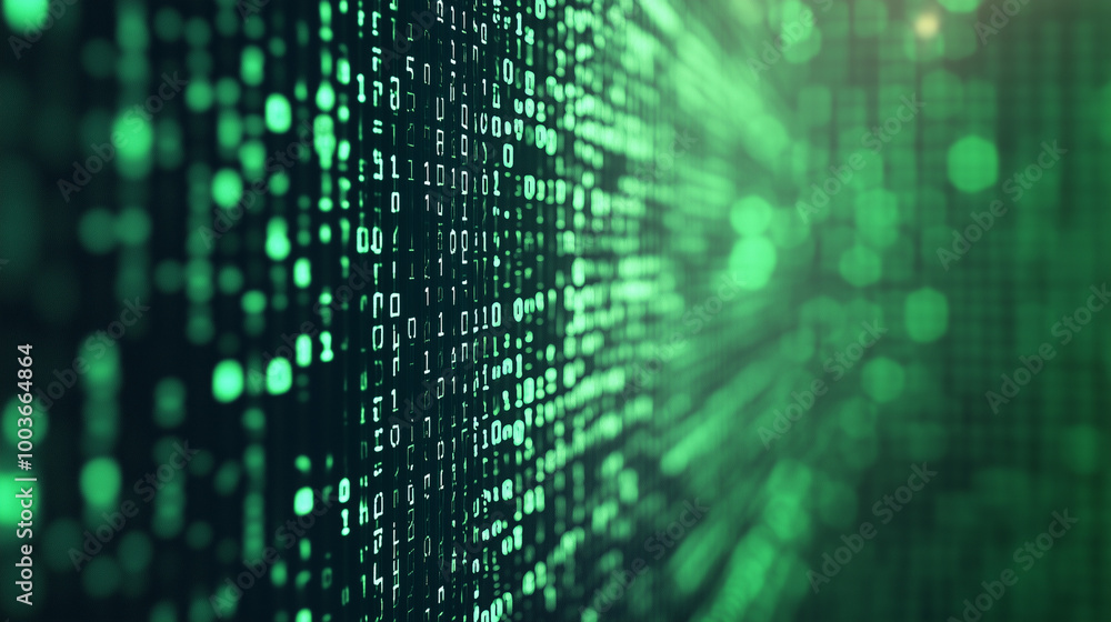 Green digital binary data on computer screen background. Matrix style
Green digital binary data on computer screen background. Matrix style