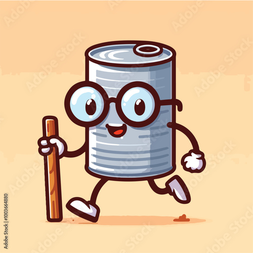 vector style illustration cute can mascot