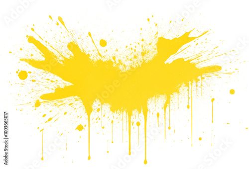 Yellow paint splatter Isolated on Transparent Background.