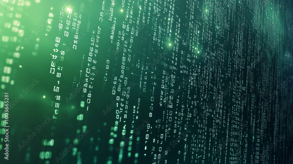 Green digital binary data on computer screen background. Matrix style
Green digital binary data on computer screen background. Matrix style