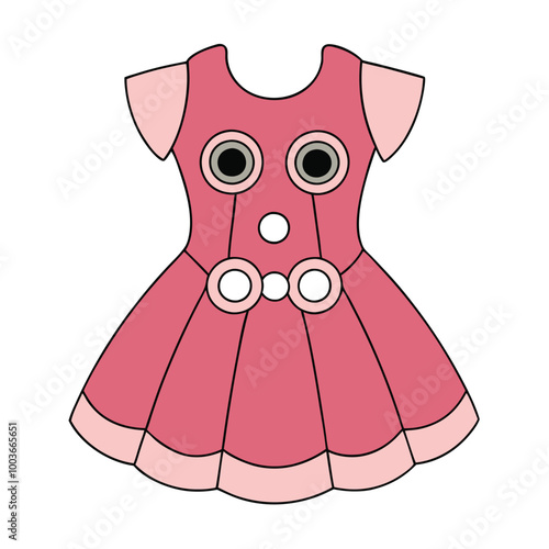 This charming vintage polka dot eyelet baby girls dress silhouette vector art design is perfect for kids' fashion projects. Capture the playful essence of childhood with this delightful illustration.