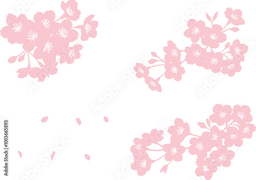 桜のシルエットイラストセット